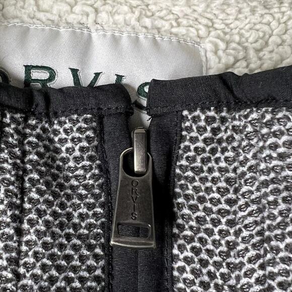 ORVIS Gray &‎ White Pullover Sweater Sherpa Lined 1/4 Zip Men's Size XXL Winter - Picture 5 of 8